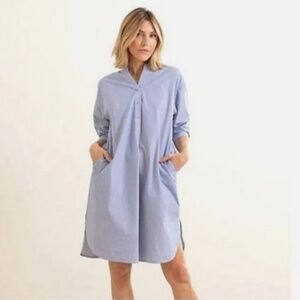 MER SEA Shirt Dress Blue Pinstripe S/M Long Sleeve w/pockets